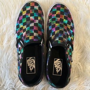 Women Metallic Multi color Vans Checkered 7.5